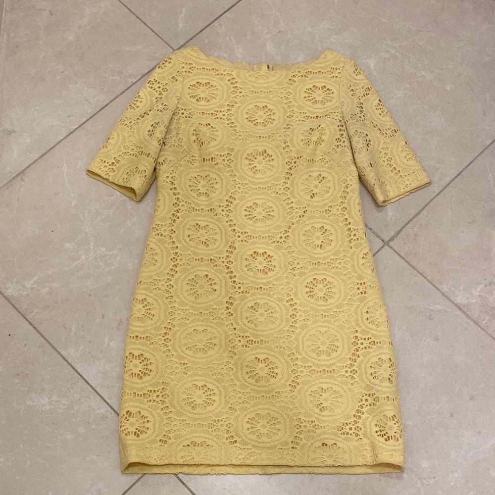 Adrianna Papell Women’s Yellow Lace Crochet Eyelet Dress Size 6